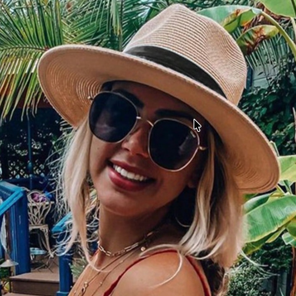 Boho Natural Black ribbon Straw Fedora hat